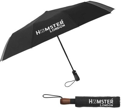 hamster london Wooden Automatic Open & Close Pocket Folding Umbrella Umbrella(Black)