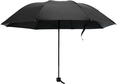 KUBER INDUSTRIES 3 Fold Manual Umbrella Black Umbrella(Black)