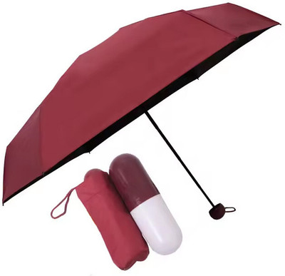 UNIQ High Quality Capsule Shape Umbrella For Man and Woman Mini Folding Compact Umbrella(Red)