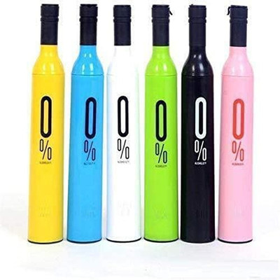 MS Wholesellar Wine Bottle Shape Foldable Umbrella with Case |Compact Manual Portable Umbrella Umbrella(Yellow)