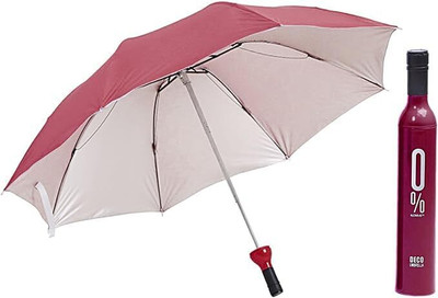 SBTs Double Layered Folding Portable Wine Bottle Umbrella With Cover Stylish Bottle Umbrella(Red)