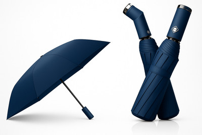 Vismaaya Enterprises WishMe Foldable Umbrella with Torch(Navy Blue + Black Handle) Umbrella(Multicolor)
