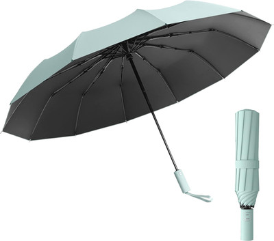 SHOPPOFOBIX for Men and Women� 3 Fold with Auto Open and Close 43 Inch Large Umbrella(Green, Silver)