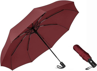 Five Star Rating Umbrella Automatic Open and Close Windproof and Compact Mini, With Easy to Use Umbrella(Maroon)
