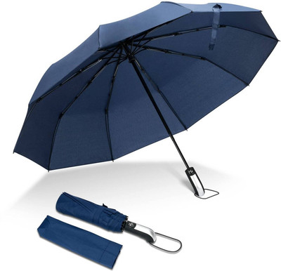 KEZIFY 3 Fold with Auto Open and Close Umbrella for Women, Men & Child - 8Ribs Umbrella(Blue)