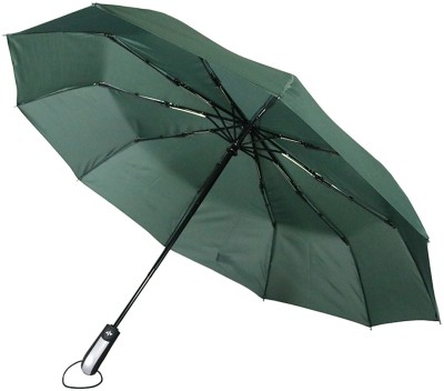 NILAMBER 2 fold Auto Open Polyester Men/Women UV Protection Monsoon/Rainy & Sun Umbrella Umbrella(Green, Silver)