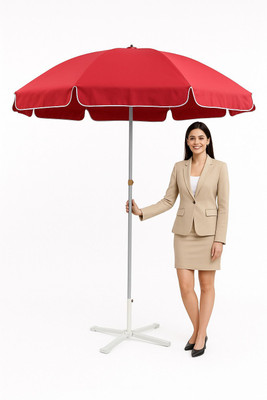 GREEN BIRD Windproof 7FT Garden Umbrella with Stand Heavy Duty Adjustable Tilt Umbrella(Red)