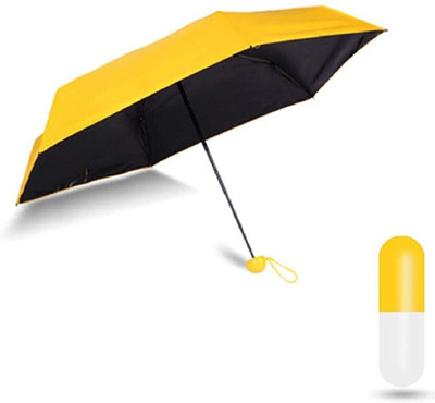 Jenienterprisee Mini Compact Umbrella with capsule Case - (MULTICOLOR) Umbrella(Yellow)