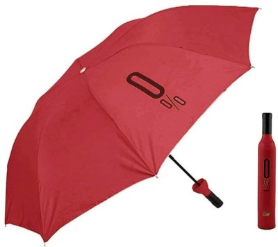 QXORE Double Layer Umbrella with Bottle Cover for UV Protection and Rain - Pack Of 1 Umbrella(Red)