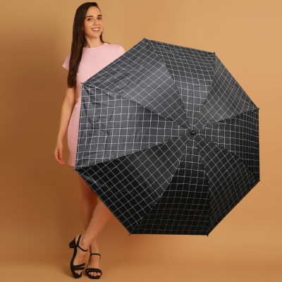 Flipkart SmartBuy 3 Fold Printed Rain Sun & UV Rays Protective Manual Open Umbrella(Black)