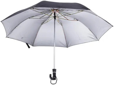 Henry 2 Fold Manual Open Black Umbrella Heavy Duty UV Protected Umbrella(Black, Silver)