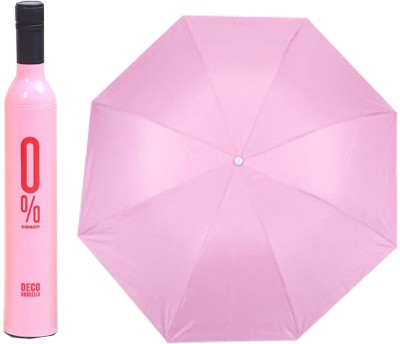 zonola Bottle Shape Mini Compact Foldable Umbrella with Plastic Case Umbrella Umbrella(Pink)