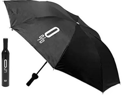 Harkishan Fold Portable Wine Bottle Umbrella for UV Protection and Rain. Umbrella(Black)
