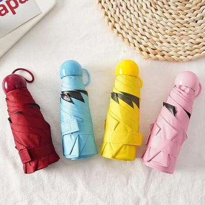 GreenLove Mini Cute and Small Capsule Design Umbrella with Capsule Case 5 Folding Umbrella(Multicolor)