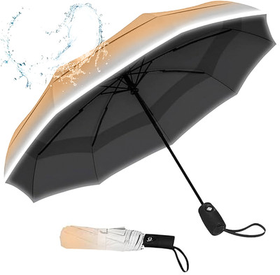 Owme Gradiant UV Coated 3 Fold Auto Umbrella for Summer & Monsoon Umbrella(Orange)