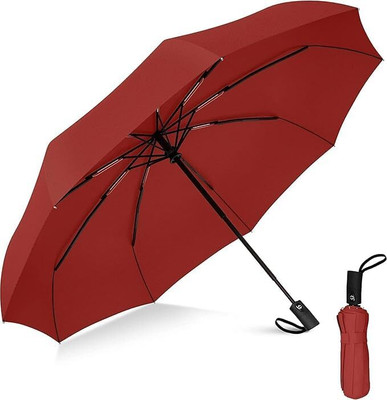 JUDEE UV Big Size Umbrella for Sun Protection Rain Windproof Strong Large 3 Fold Umbrella(Maroon)