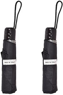 K.C. PAUL & SONS 3 Fold Black Umbrella(Black)