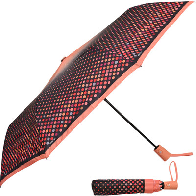 SFAB 3 Fold Printed Rain and Sun Protective Button Open Umbrella(Orange, Multicolor)