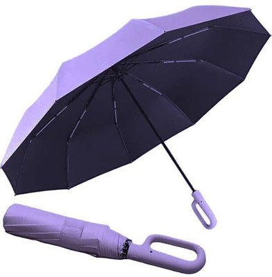JOYIN UV Protection 3 Fold Umbrella Men, Women, Kids, Girls, Boys Rain Sun Umbrella(Purple)
