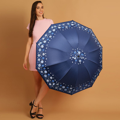 Flipkart SmartBuy 3 Fold Printed Rain Sun & UV Rays Protective Double Coated Manual Open Umbrella(Blue)