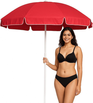 GREEN BIRD Stylish Garden Umbrella UV Protection 7ft Center Pole Sun Shade Umbrella(Red)