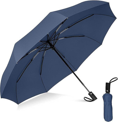 Bhavi Lifestyle Portable Windproof Travel Umbrella | Auto Open & Close | Compact 3-Fold Umbrella Umbrella(Blue)