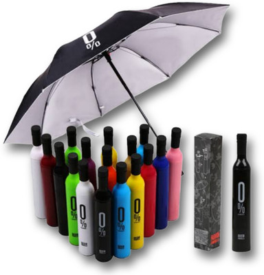 navdevi enterprise Folding Wine Bottle Shape Mini Compact Foldable Umbrella with Plastic Case Umbrella(Multicolor)