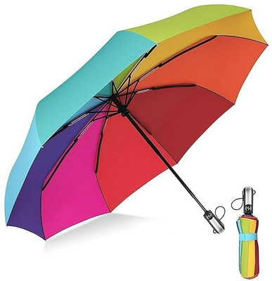 SATKAVEE ENTERPRISE 3 Fold Umbrellas,Automatic Open & Close 10Ribs Folding (Multicolor) Umbrella(Multicolor)