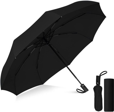 BAWALY Auto Fold Umbrella Wind Resistant, Strong and Portable-3 Fold Umbrellas Umbrella(Black)