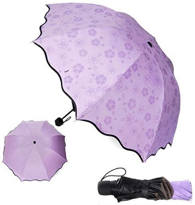 NIRMATSARAY 3 Fold Anti UV Protection,Triple Foldable Blossom Magic Umbrella for man/woman Umbrella(Purple)