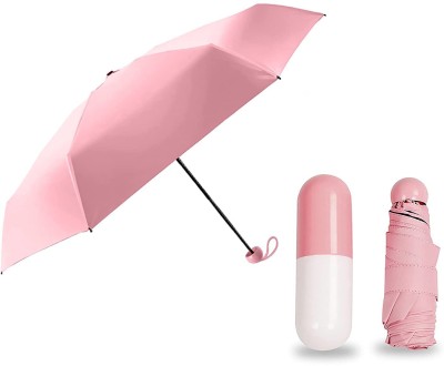 mapperz Ultra Lights Mini Folding Umbrella with Compact Capsule Case Umbrella(Pink)