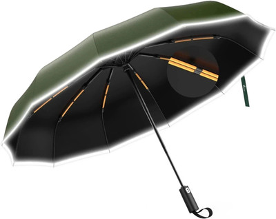 Anycho 40 Inch Reflective Stripe Small Umbrella for Men with Auto Open and Close Umbrella(Green)