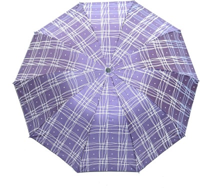 CHATTRI WALA Casual Print 3 Fold Anti-UV / Rain Umbrella ,Pack Of 1 Umbrella(Purple)