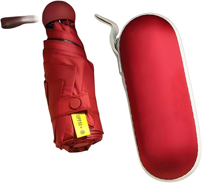 FANVEES Capsule Umbrella with Travel Case | UV Protected Foldable Umbrella(Sky Blue) Umbrella(Red)