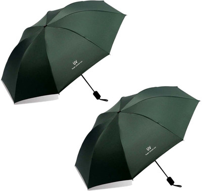 KEKEMI 3 Fold Automatic Plain Sun & Rain Umbrella(Green)