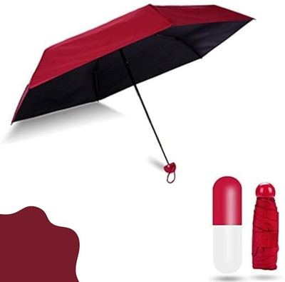 Firststep Mini Capsule Umbrella – Compact, Windproof, UV-Resistant with Cute Case Umbrella(Maroon)