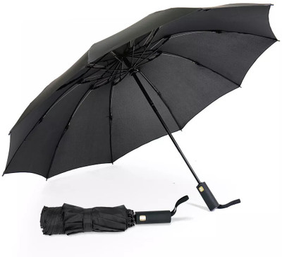 ABINKO 3 Fold Umbrella- Automatic Umbrella with Sturdy 8 Ribs for Rainy Umbrella(Black)