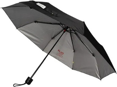 Adi K.C.Paul & Sons RAJ 3 FOLD UMBRELLA Umbrella(Black, Silver)