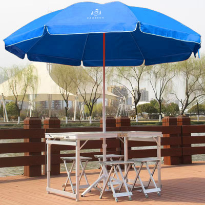 Nawbeda 78in/2MTR Outdoor Garden Big Size Umbrella With Stand For Hotels Beach Shop Umbrella(Blue)