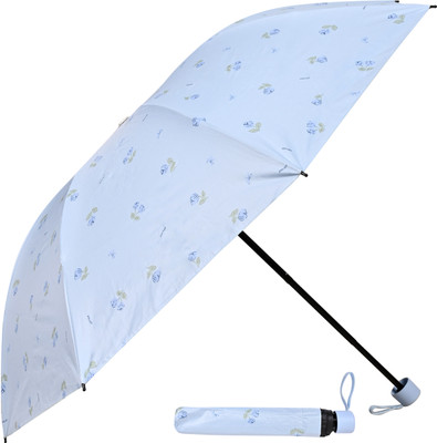 Umbrella mart 3 Fold Printed Rain Sun & UV Rays Protective Black Coated Manual Open Umbrella(Blue)