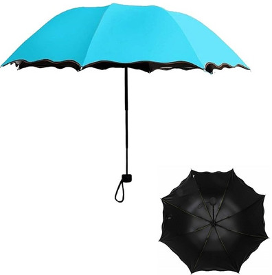 GOPINATH AUTOLINK 3 fold Anti UV Protection Water Magic Blue Umbrella Stylish Lightweight Compact Umbrella(Blue)