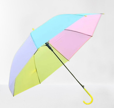 SHOPPALL Colorful Folding Rainbow Umbrella Multi-Color J Shaped Handle PACK OF 1 Umbrella(Multicolor)