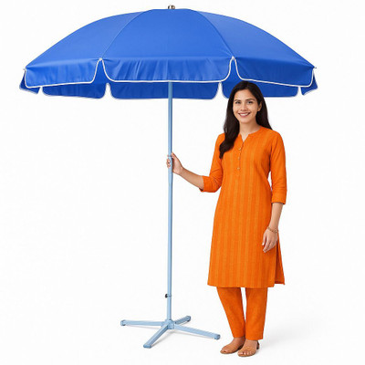 GREEN BIRD 7FT Garden Umbrella with Stand Heavy Duty Rust Proof Premium Canopy Umbrella(Blue)