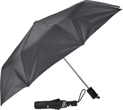 Umbrella mart 2 Fold Rain and Sun Protective Button Open Umbrella(Black, Blue)