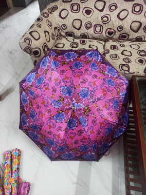 Kings 2 Fold Purple Floral Compact (Standard Size) Umbrella(Multicolor)
