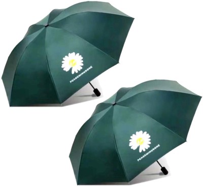 KEKEMI 3 Fold Manual UMB030C_04 Sun & Rain Umbrella(Green, Green)