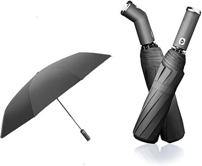 kartavya led light with torch patio folding inverted reverse Umbrella(Black)