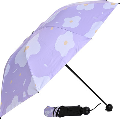 Flipkart SmartBuy 3 Fold Printed Rain Sun & UV Rays Protective Black Coated Manual Open Umbrella(Purple)