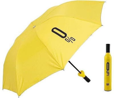 Neelmohi Double Layer Folding Portable Bottle Cover Or UV Protection & Rain Umbrella Umbrella(Yellow)