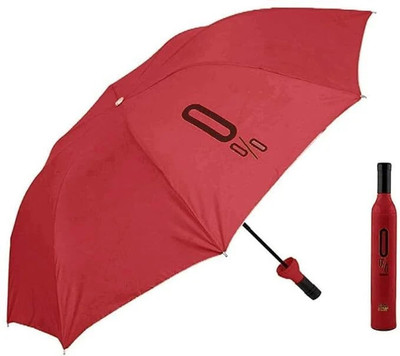 HELYJIM Double Layer Umbrella with Bottle Cover for UV Protection and Rain - Pack Of 1 Umbrella(Red)